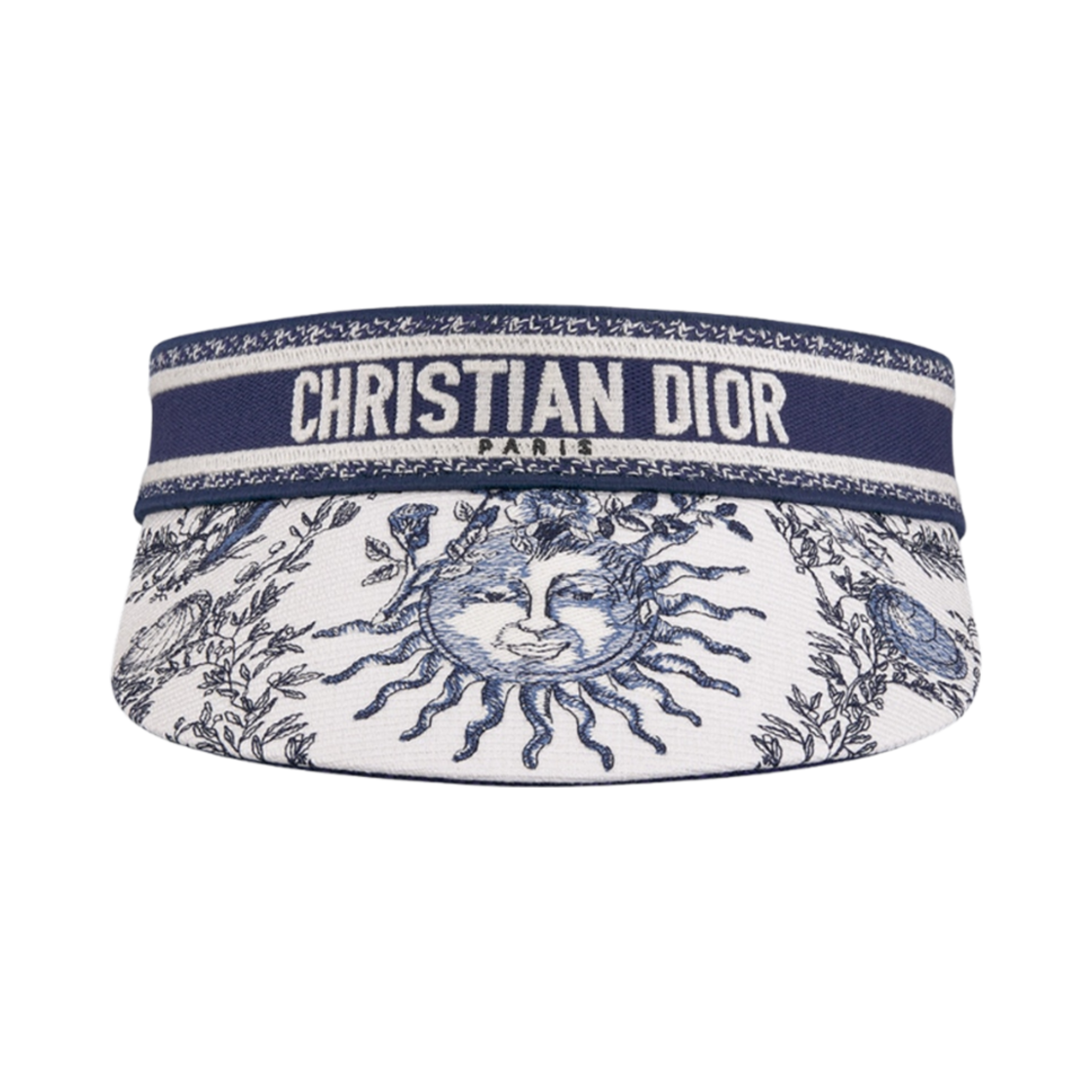 (W) 디올 D-스매시 트왈 드 주이 쏠레이 바이저 화이트 네이비 블루((W) Dior D-Smash Toile De Jouy Soleil Visor White Navy Blue) - 2