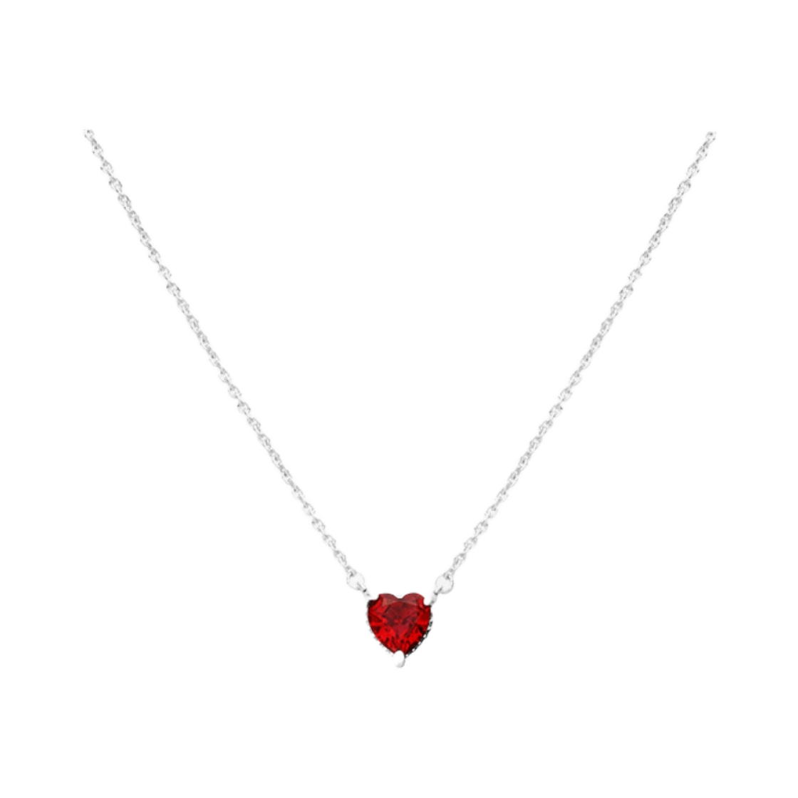 (W) 판도라 스파클링 하트 헤일로 펜던트 콜리에 네클리스 스털링 실버 레드((W) Pandora Sparkling Heart Halo Pendant Collier Necklace Sterling Silver Red) - 1