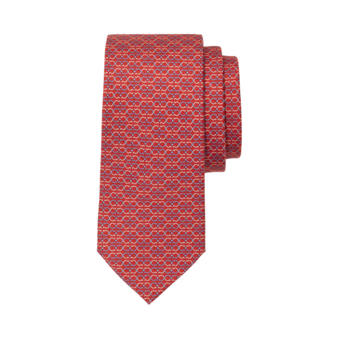 351204-778442 Ferragamo Gancini Print Silk Tie Red