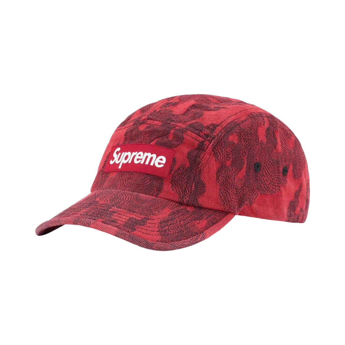 슈프림 플레임 자카드 데님 캠프캡 워시드 레드 - 23SS