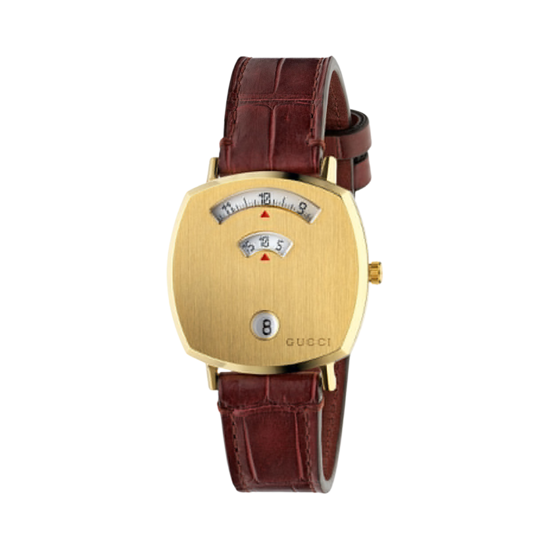 (W) 구찌 그립 쿼츠 35mm 레더 옐로우 골드((W) Gucci Grip Quartz 35mm Leather Yellow Gold)