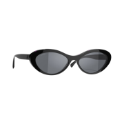 Chanel Oval Sunglasses Acetate & Black Pink Frame Grey Lenses International Fit