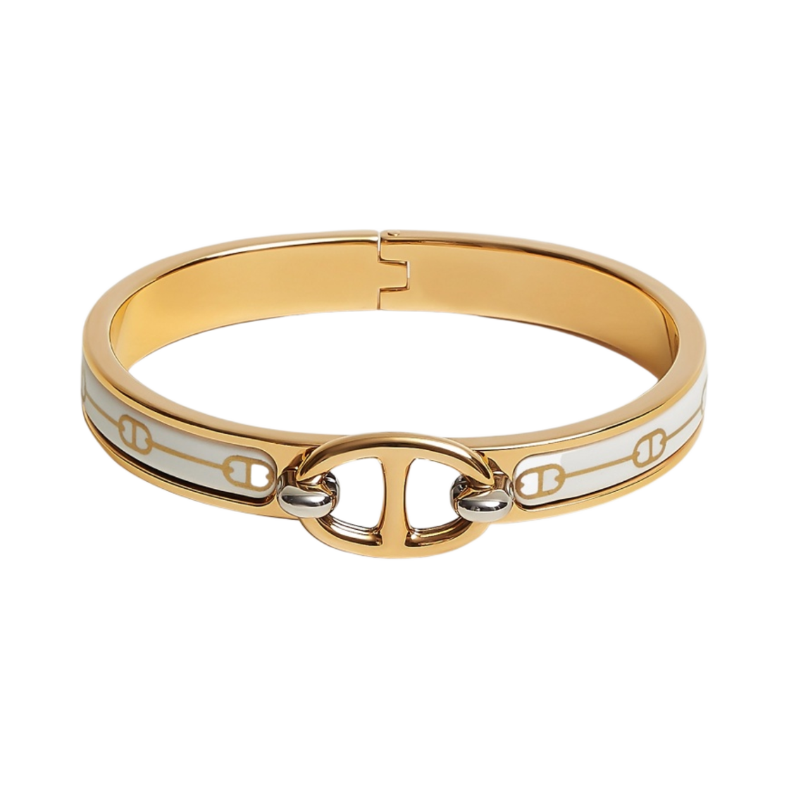 (W) 에르메스 미니 클릭 샹달 파랑돌 브레이슬릿 골드 하드웨어 & C6 죤 오르 블랑((W) Hermes Mini Clic Chaine D'Ancre Farandole Bracelet Gold & C6 Jaune Or Blanc) - 1