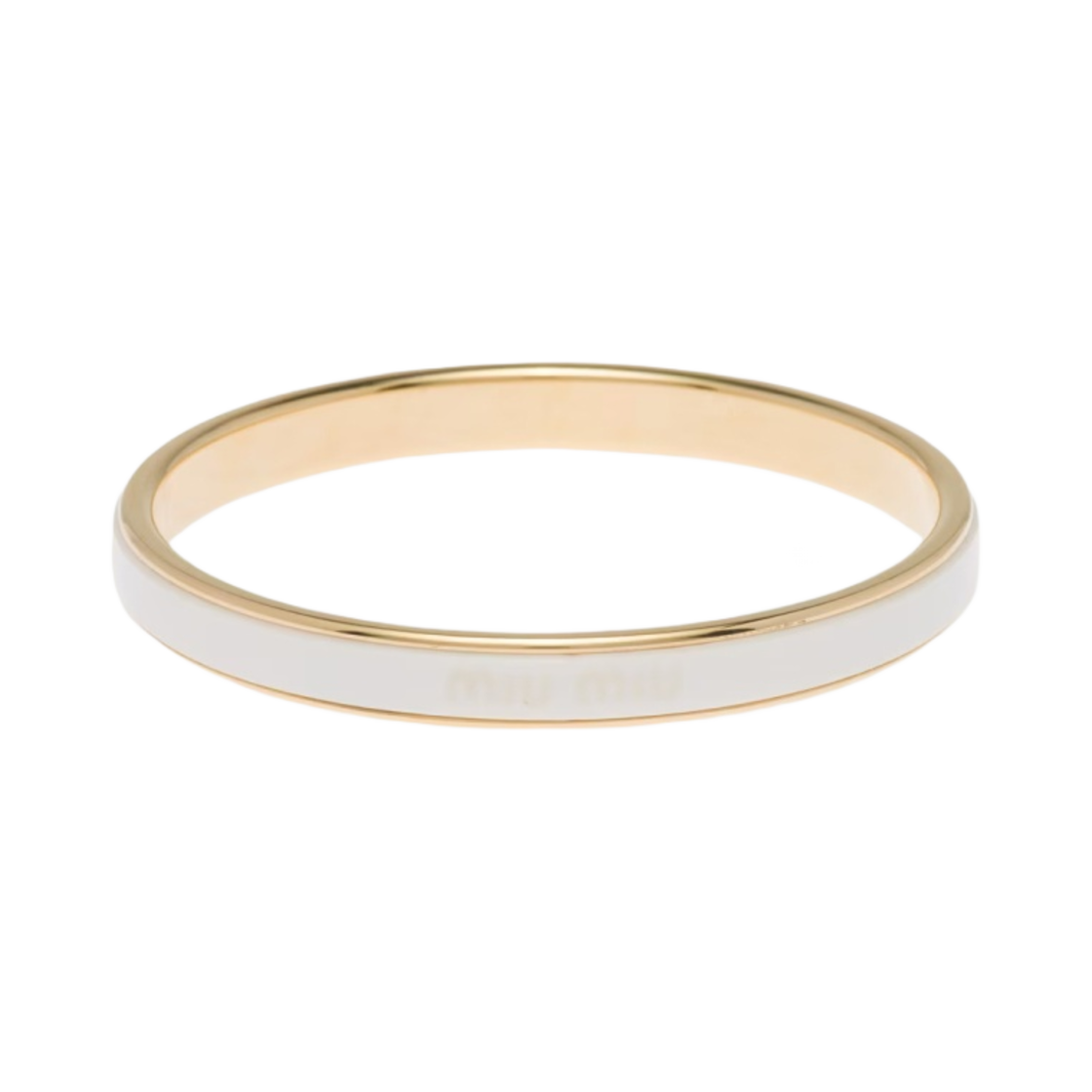 (W) 미우 미우 에나멜 메탈 뱅글 브레이슬릿 화이트((W) Miu Miu Enameled Metal Bangle Bracelet White) - 1