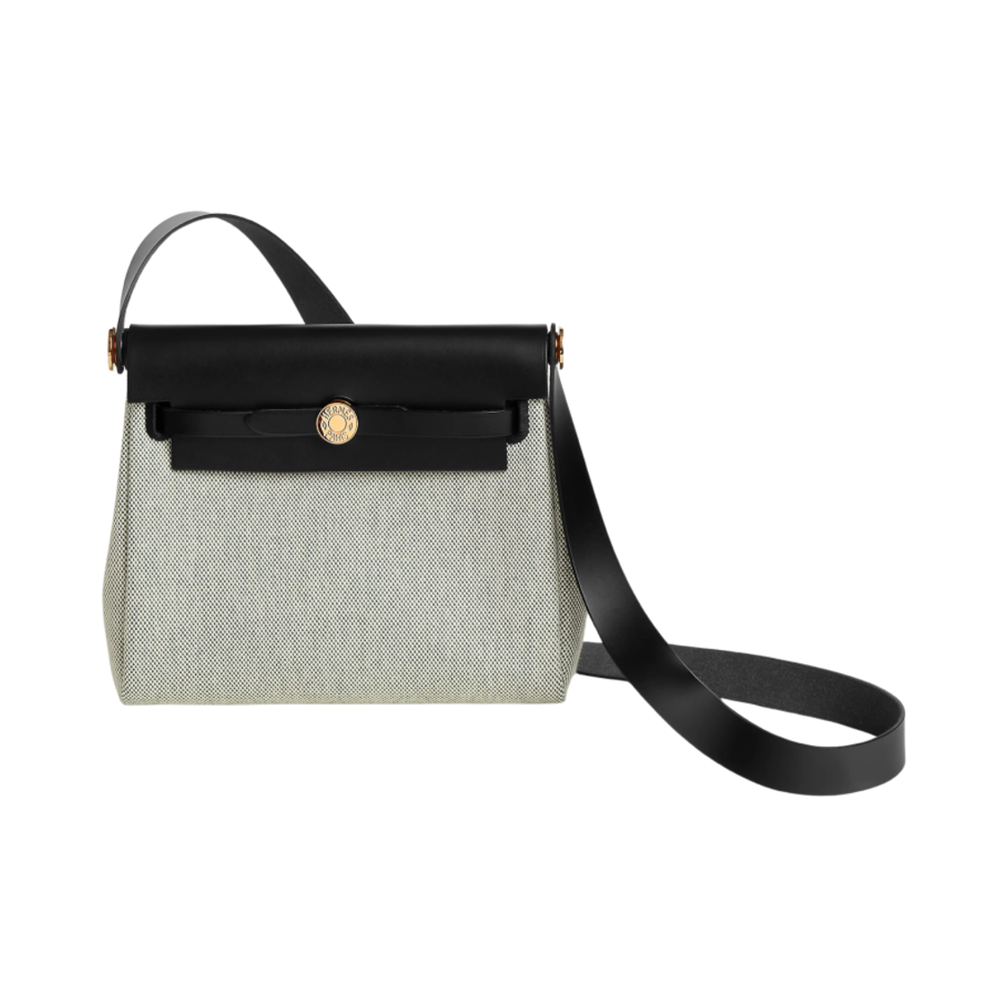 H085414CCAG Hermes Herbag Zip 20 Bag Retourne H Viking Canvas Hunter Cowhide & Gold Ecru Vert Moyen Noir