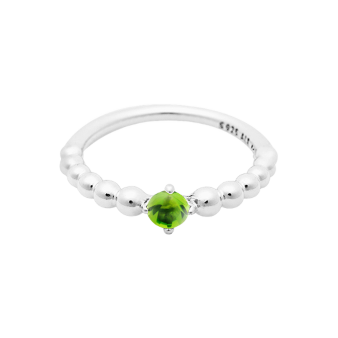 (W) 판도라 어거스트 비디드 링 스털링 실버 스프링 그린((W) Pandora August Beaded Ring Sterling Silver Spring Green) - 1