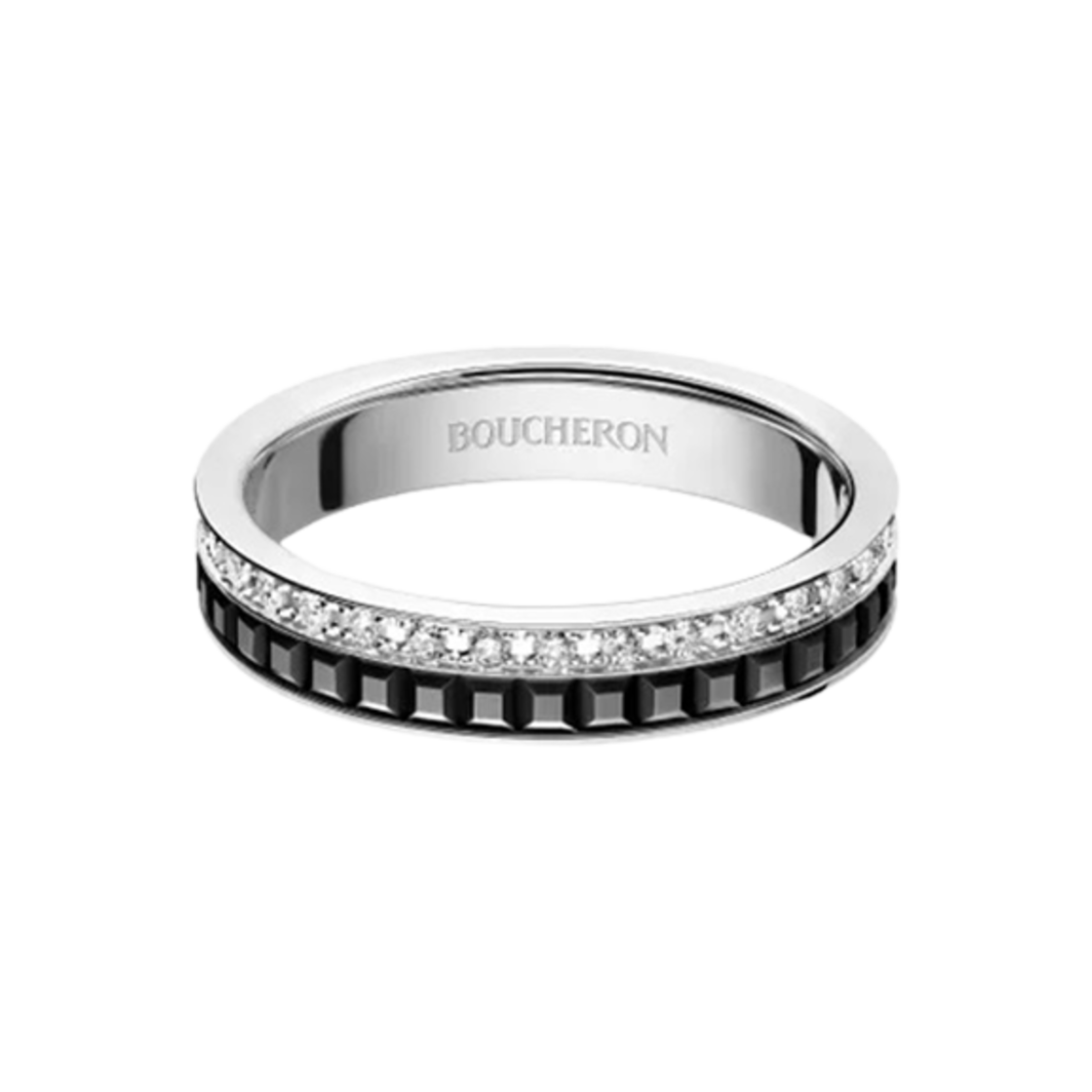 부쉐론 콰트로 블랙 에디션 웨딩 밴드 18K 화이트 골드 블랙 PVD 다이아몬드(Boucheron Quatre Black Edition Wedding Band 18K White Gold Black PVD Diamond)
