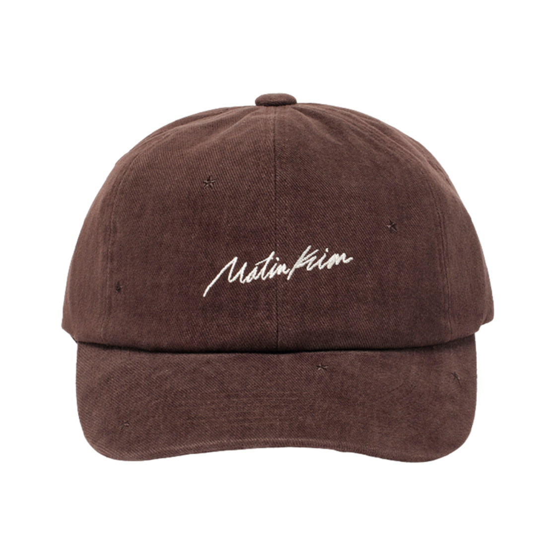 MK249OHT039MBR Matin Kim Cursive Star Embroidery Ball Cap Brown