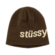 Stussy Helvetica Jacquard Beanie Brown