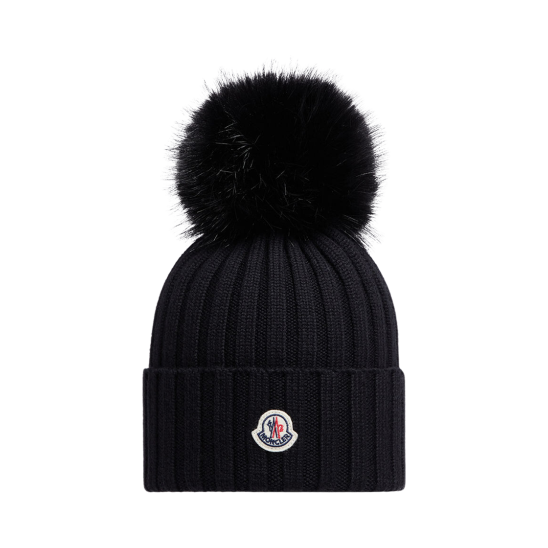 J2-093-3B00027-M1131-999 (W) Moncler Wool Beanie with Pom Pom Black - 24FW