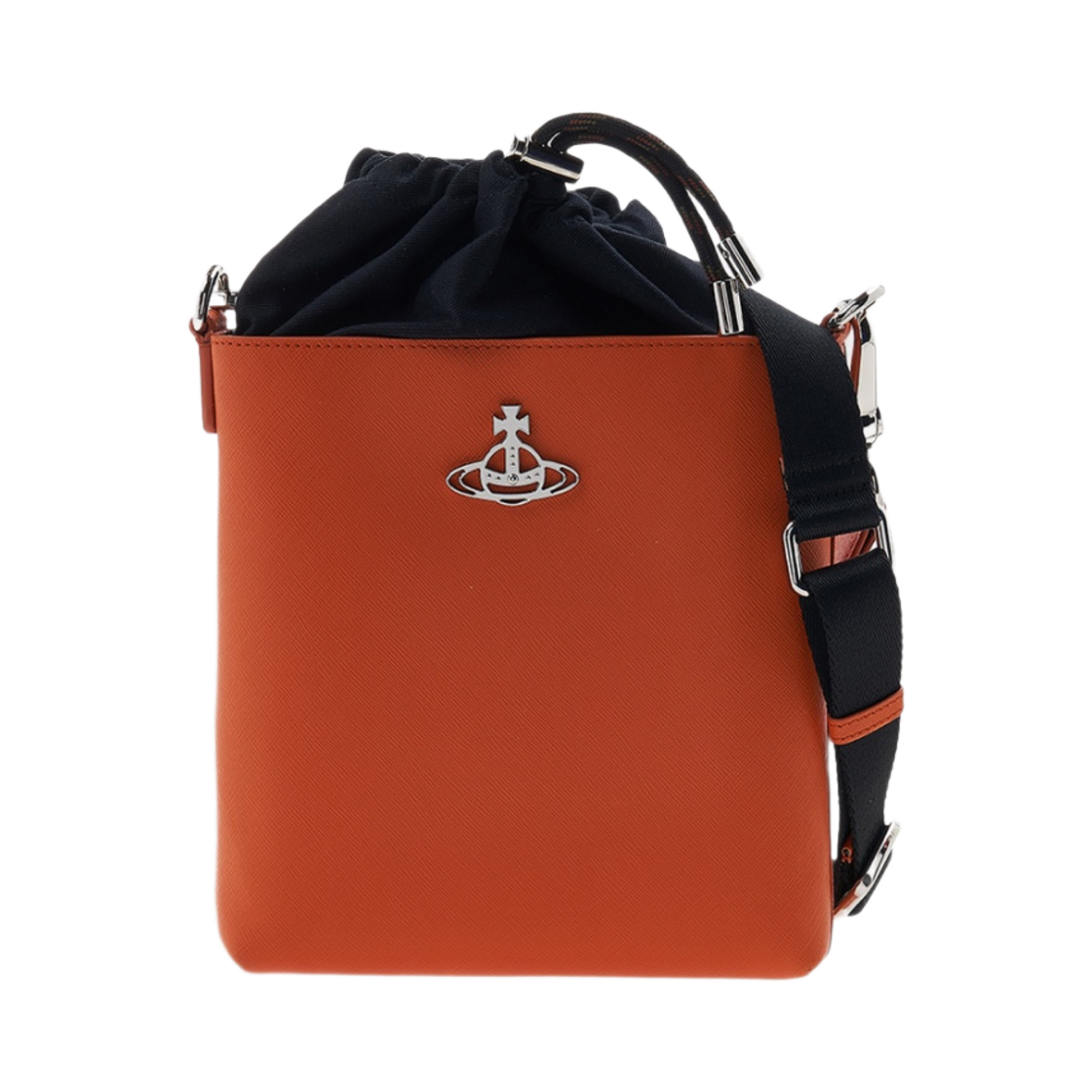 52040037-L001N-F401 Vivienne Westwood Saffiano Drawstring Crossbody Bag Orange
