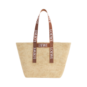 Loewe Fold Shopper Bag in Raffia Natural Tan