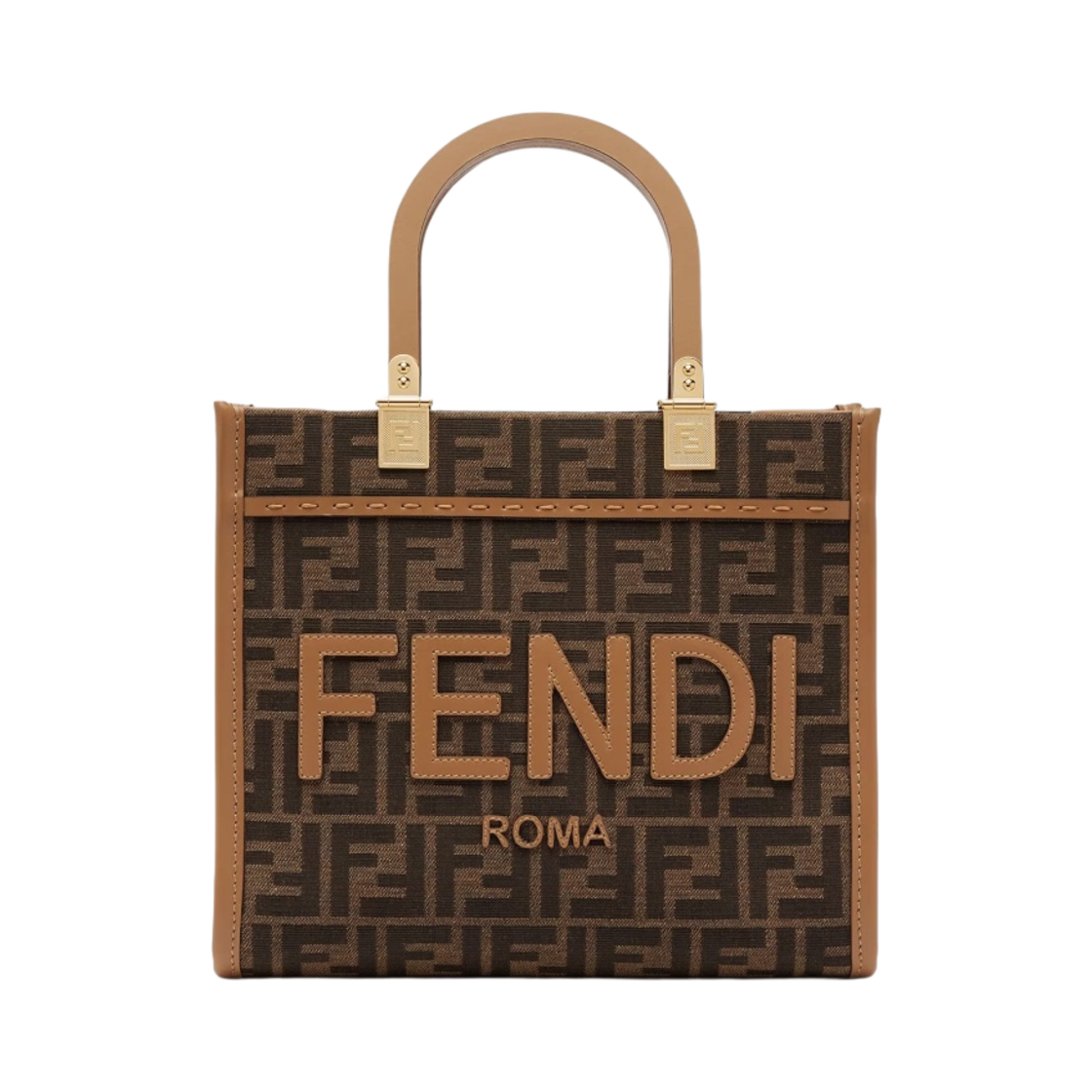 8BH394ALVYF1GE3 Fendi FF Jacquard Fabric Sunshine Small Bag Brown