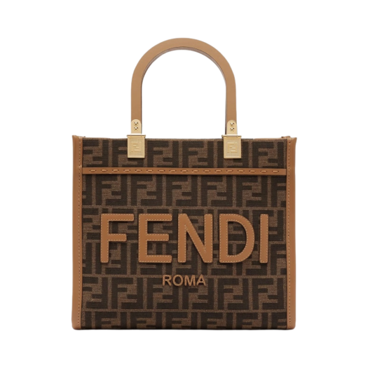 8BH394ALVYF1GE3 Fendi FF Jacquard Fabric Sunshine Small Bag Brown