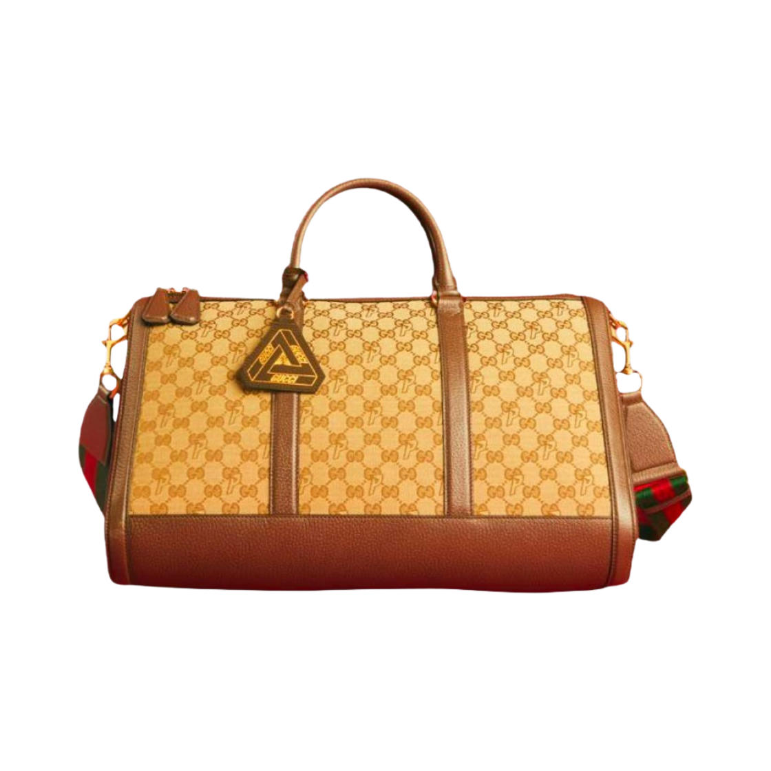 팔라스 x 구찌 엠보스 트라이퍼그 캔버스 GG-P 더플백 베이지 에보니 - 22FW