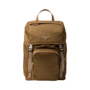 Prada Re-Nylon Leather Backpack Cork Beige