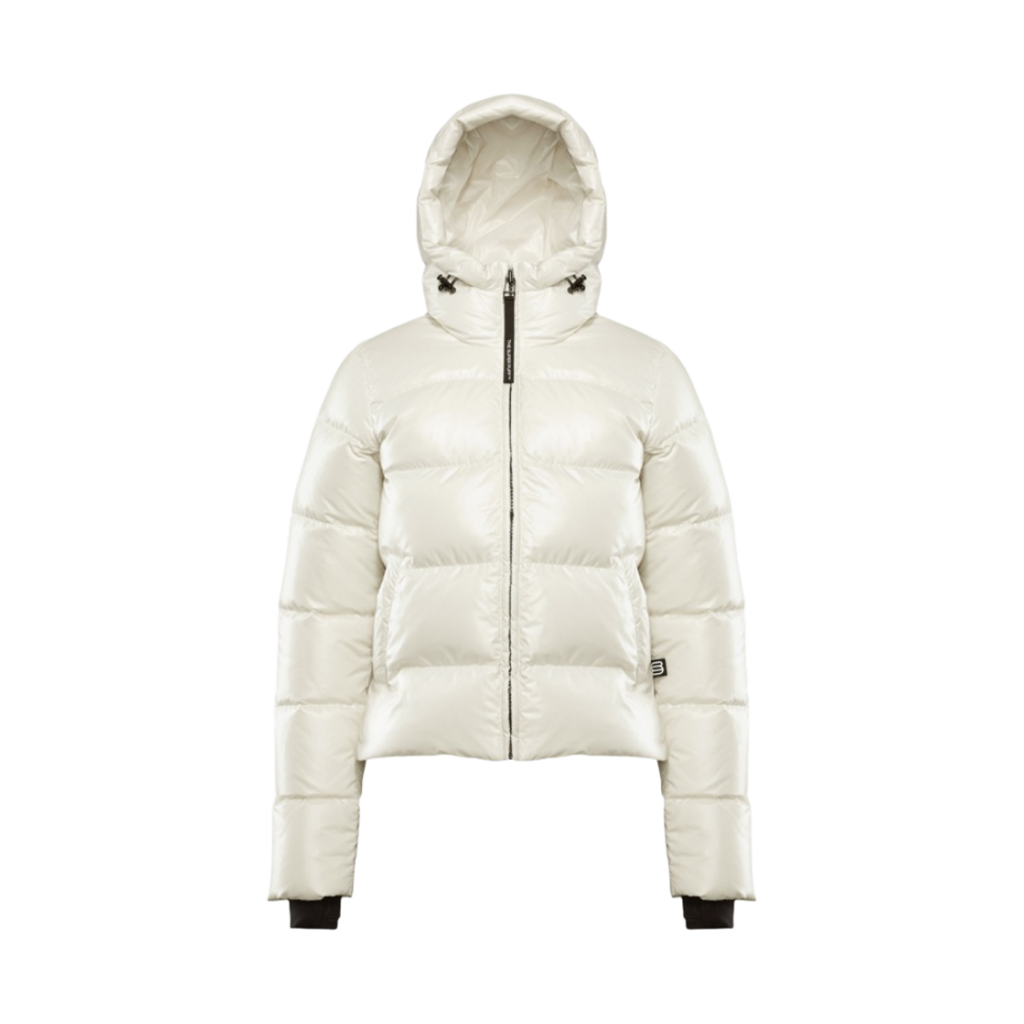 111496 (W) Aritzia The Super Mini Puff Hoody Hi Gloss Mini Goose Down Puffer Hoody Jacket Birch