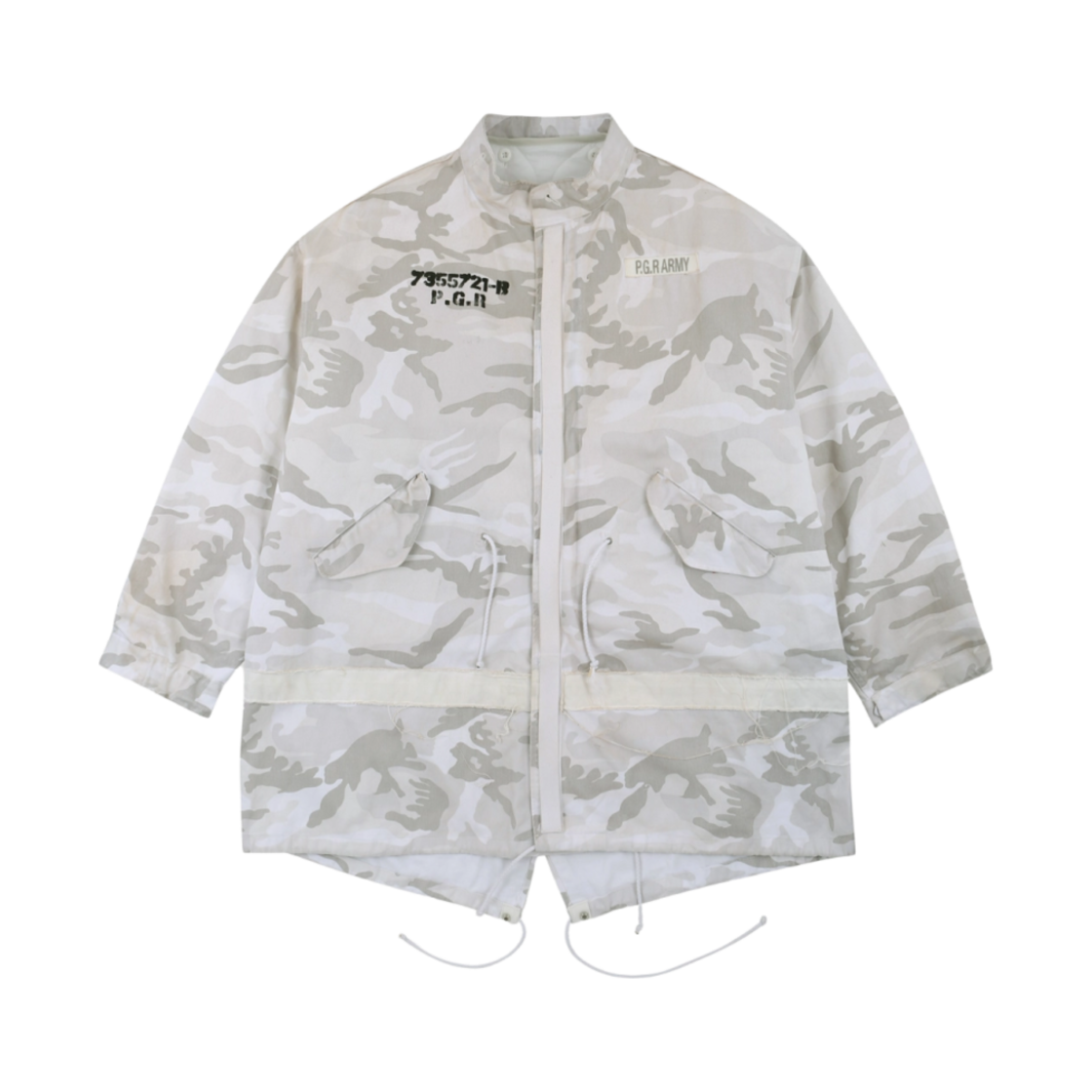 PG24FWMO04WC Project G/R Bondage Cross Fishtail Parka White Camo