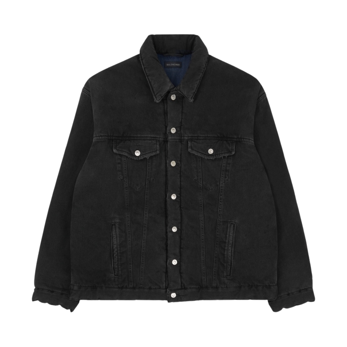 681689TIWA21440 Balenciaga Padded Japanese Denim Jacket Black