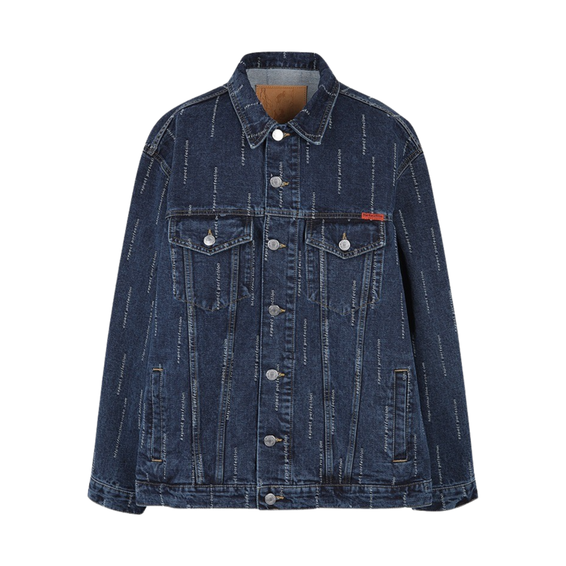 KM4BOTDMR10BL Martine Rose Oversized Denim Jacket Mid Wash Expect Perfection