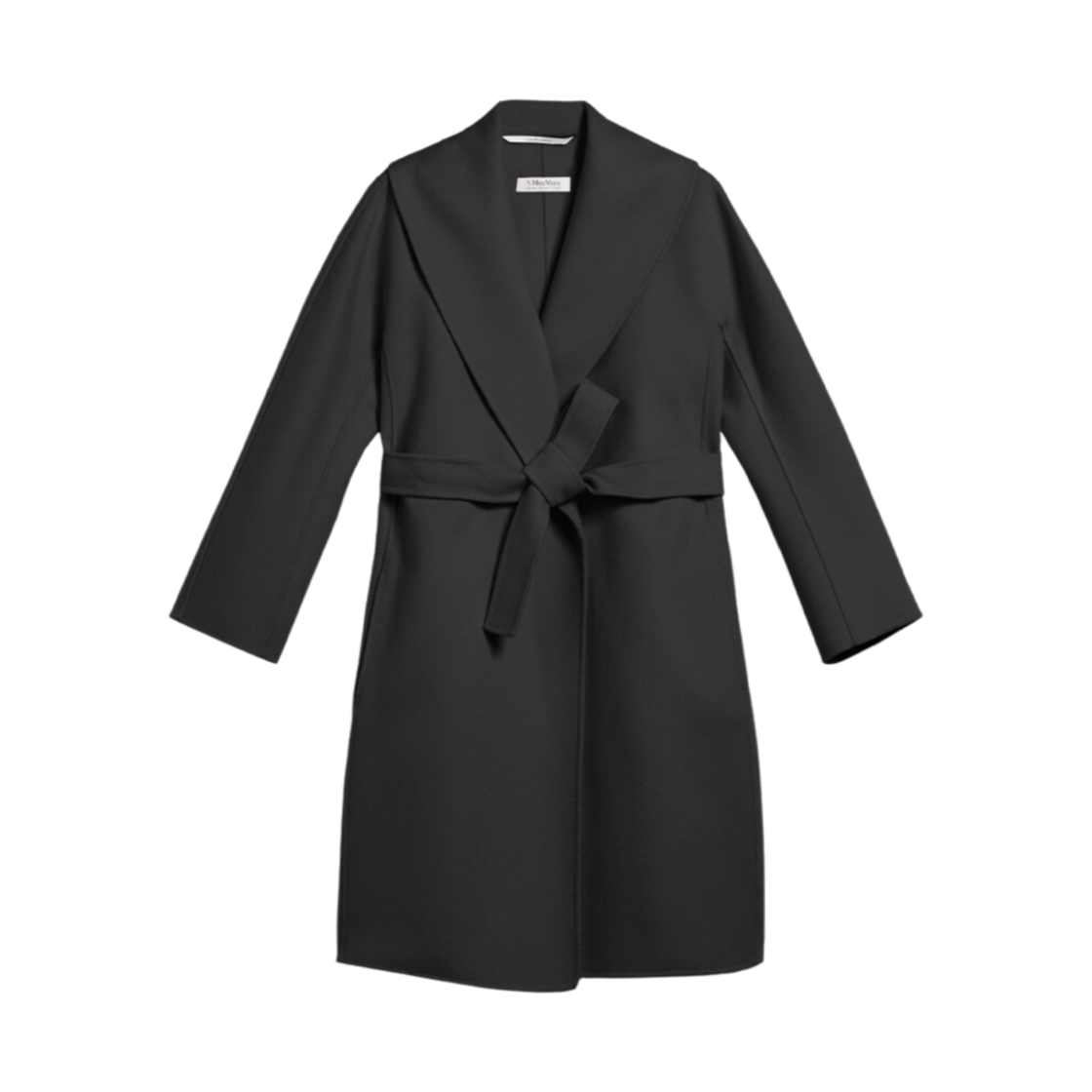 (W) S 막스마라 메시 울 방수 코트 블랙((W) S Max Mara Messi Wool Robe Coat Black) - 1