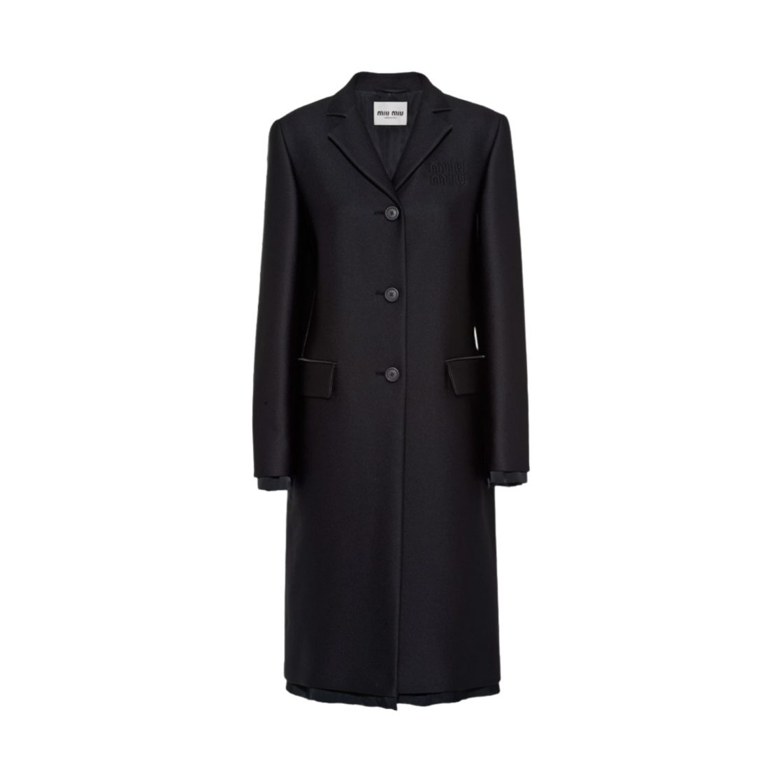 (W) 미우 미우 싱글 브레스티드 라지미르 코트 블랙((W) Miu Miu Single Breasted Radzimir Coat Black) - 1