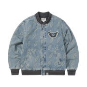 Thisisneverthat x Grateful Dead Lightning Denim Varsity Jacket Washed Blue