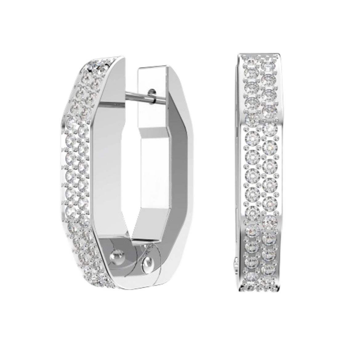 5618307 (W) Swarovski Dextera Hoop Earrings Small White Rhodium Plated