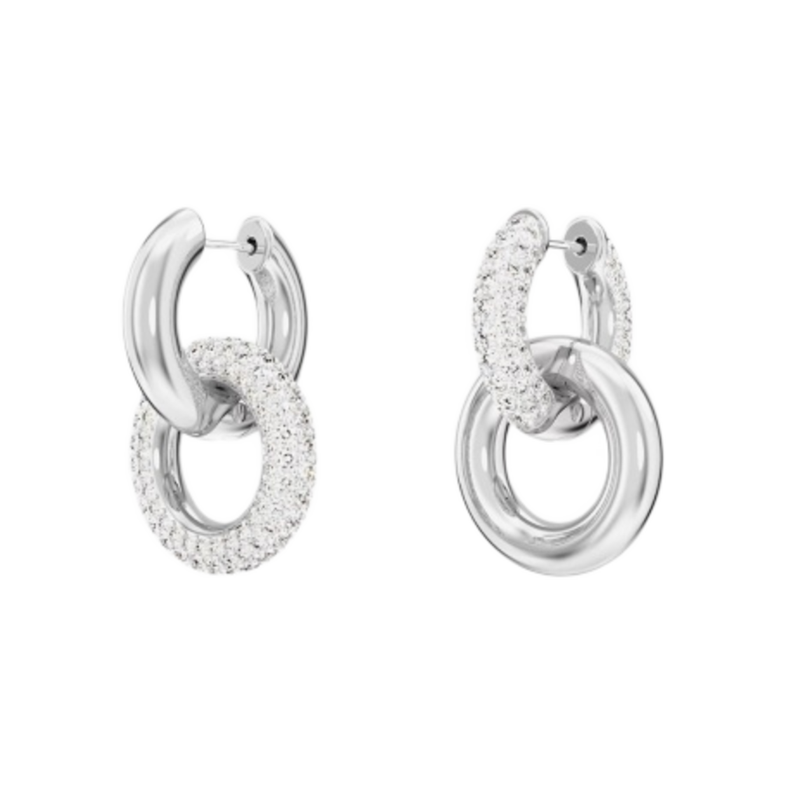 (W) 스와로브스키 덱스테라 후프 이어링 화이트 로듐 플래팅((W) Swarovski Dextera Hoop Earrings White Rhodium Plated) - 3