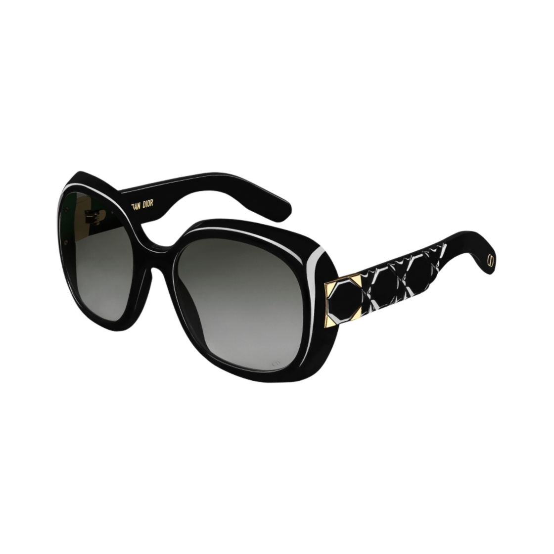 (W) 디올 레이디 95.22 R2I 라운드 선글라스 블랙((W) Dior Lady 95.22 R2I Rounded Sunglasses Black) - 1