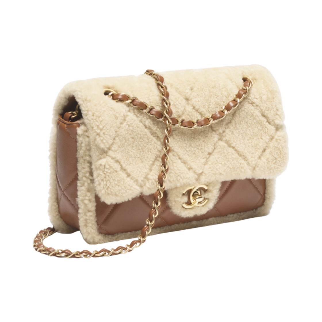 샤넬 플랩백 시어링 램스킨 & 골드 메탈 베이지 브라운(Chanel Flap Bag Shearling Lambskin & Gold Beige Brown) - 2