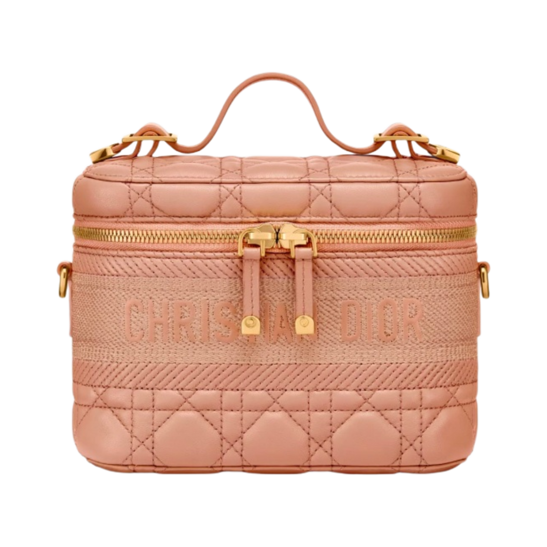 디올 스몰 디올트래블 베니티 케이스 로즈 드 방 까나쥬 램스킨(Dior Small Dior Diortravel Vanity Case Rose Des Vents Cannage Lambskin) - 1