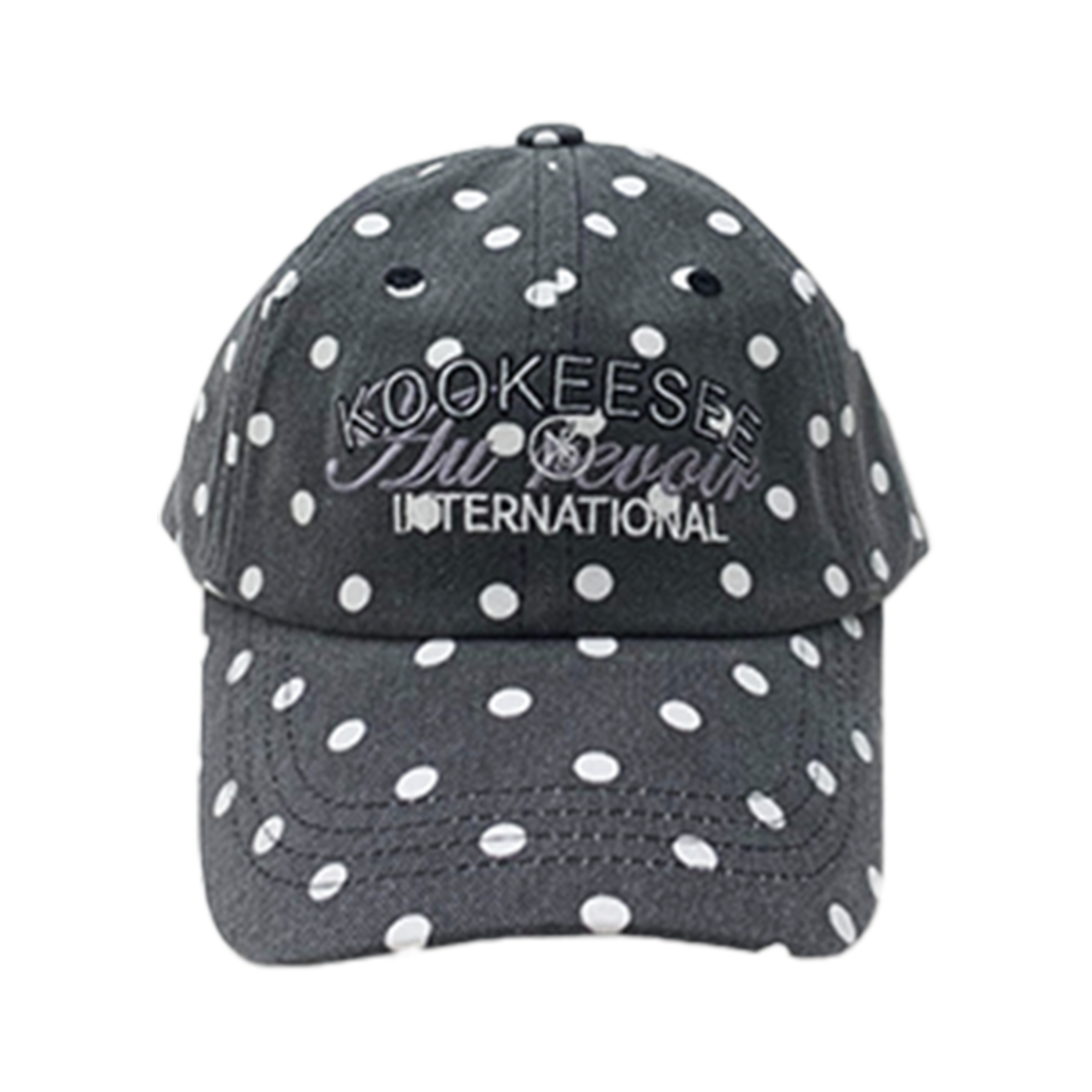 쿠키시 도트 빈티지 워싱 자수 볼캡 피그먼트 블랙(Kookeesee Vintage Washing Dot Ball Cap Pigment Black) - 1