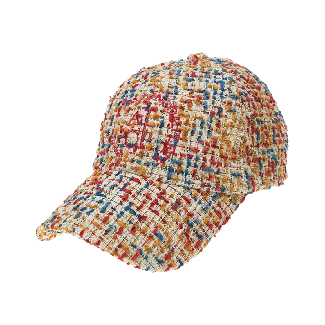 올인컴플리트 라운드 로고 트위드 볼캡 레드 & 블루 & 오렌지(Allincomplete Round Logo Tweed Ball Cap Red & Blue & Orange)
