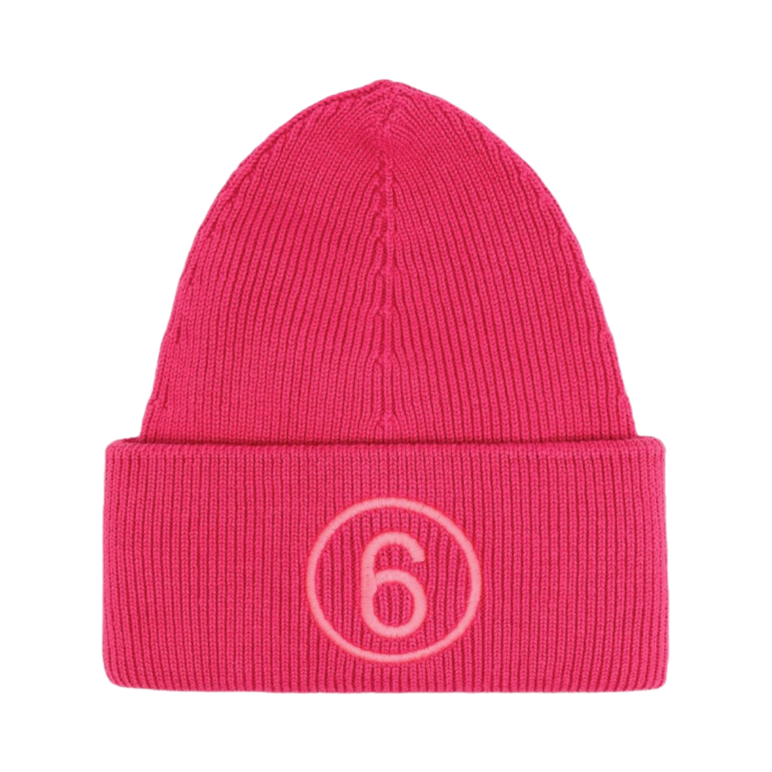 S52TC0040S17769256 (W) MM6 Maison Margiela 6 Logo Beanie Hat Fuchsia