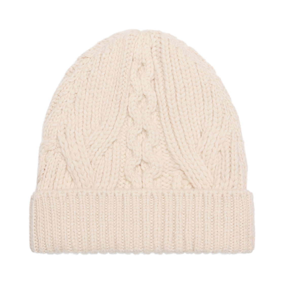 2AD760K34-01OW Celine Triomphe Beanie in Aran Cashmere and Wool Off White