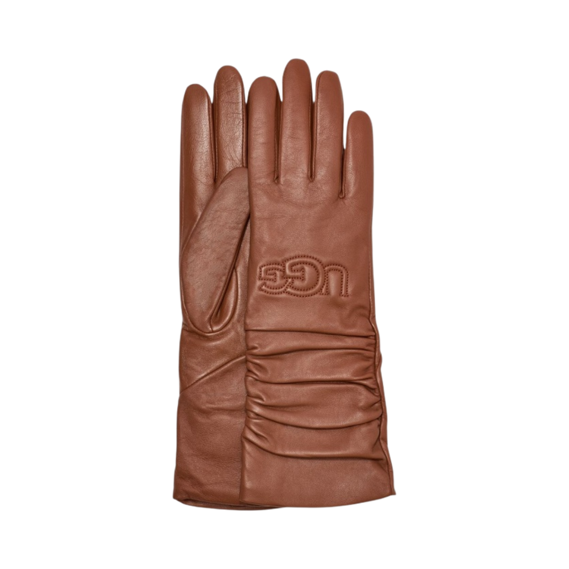 (W) 어그 레더 스크런치드 로고 글러브 체스트넛((W) UGG Leather Scrunched Logo Glove Chestnut) - 2