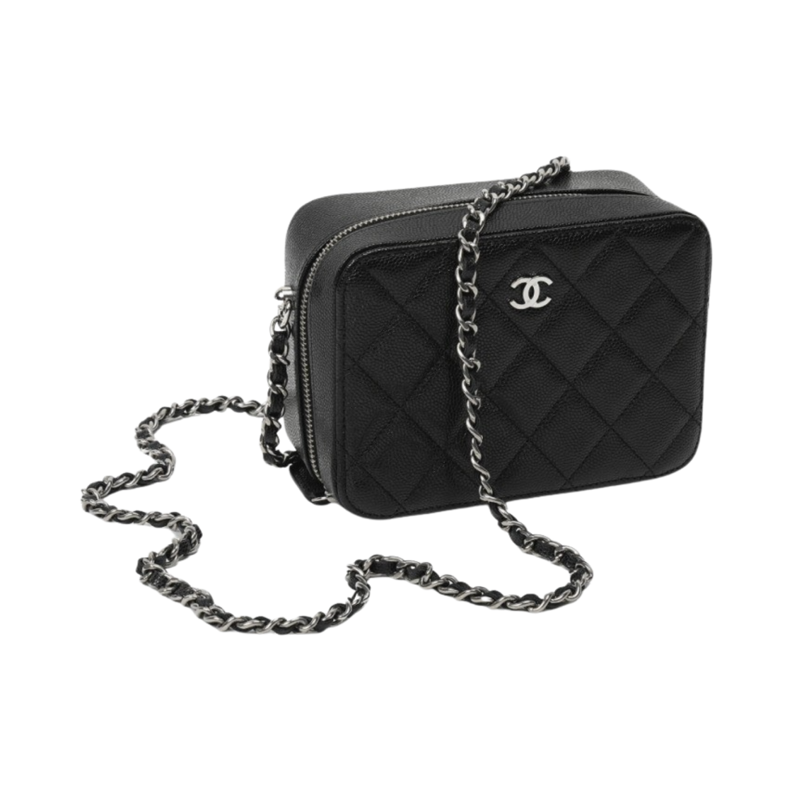 샤넬 체인 코스메틱 케이스 그레인드 카프스킨 & 실버 메탈 블랙(Chanel Vanity With Chain Grained Calfskin & Silver Black) - 2