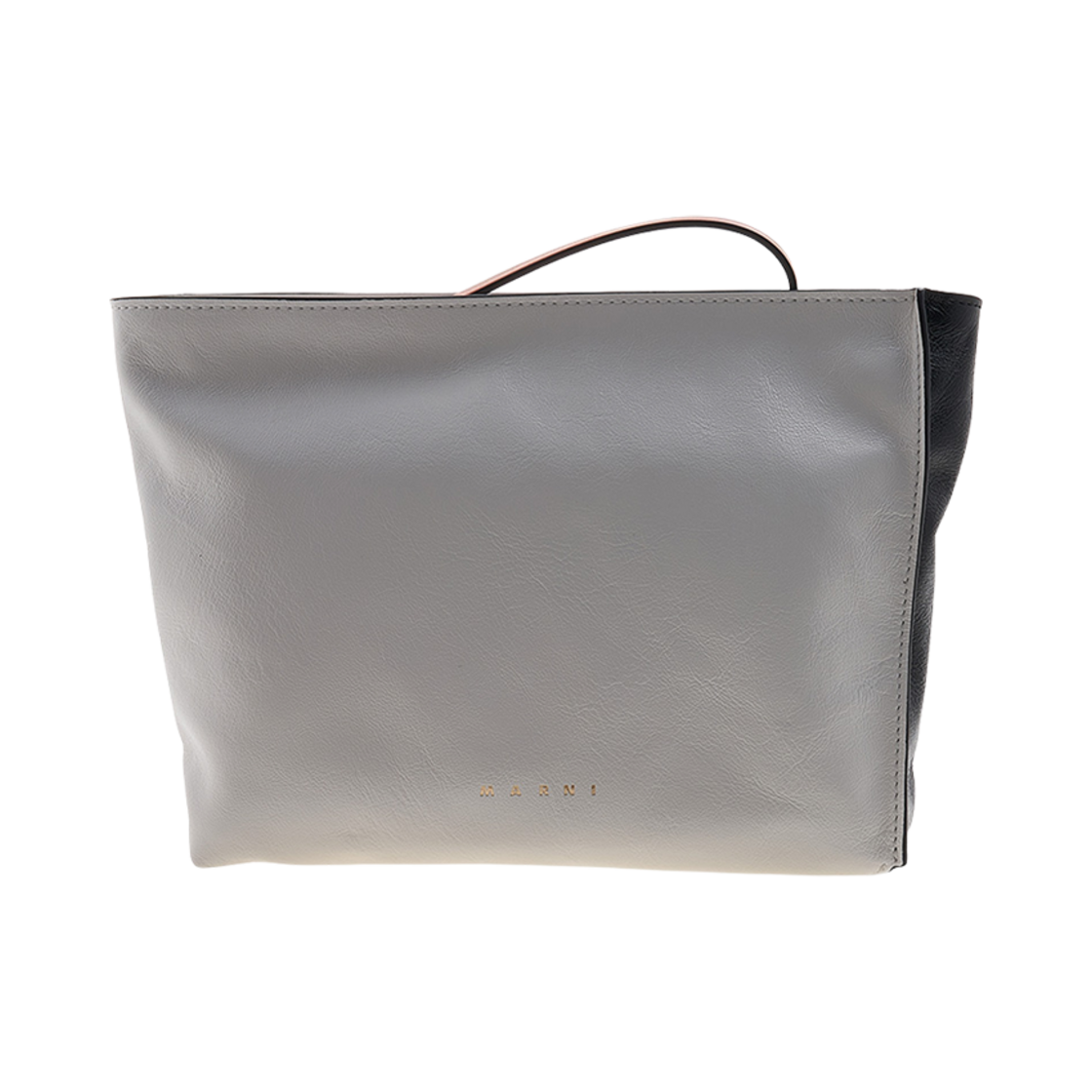 PHMO0030U0-P2644-ZO449 Marni Leather Museo Soft Clutch Cloud Black