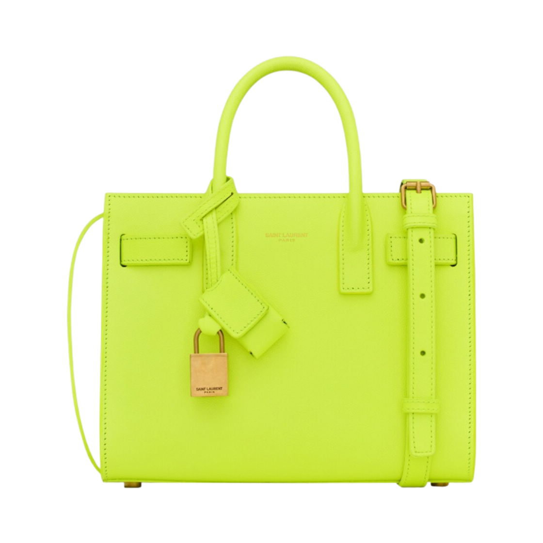 생로랑 삭 드 주르 나노 그레인 드 뿌드르 엠보스 레더 네온 옐로우 앤 블랙(Saint Laurent Sac De Jour Nano in Grain De Poudre Embossed Leather Neon Yellow And Black) - 1