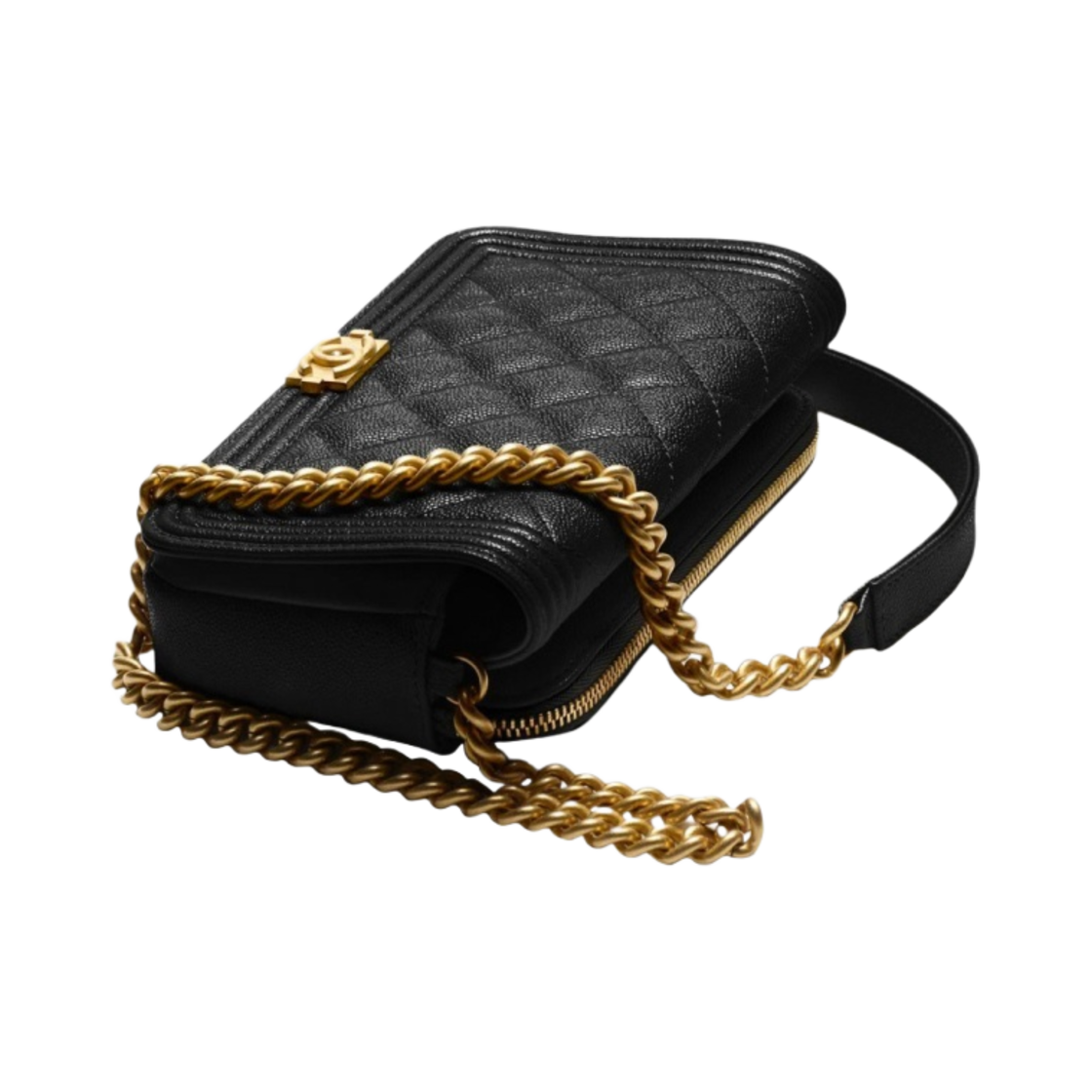 샤넬 보이 샤넬 체인 플랩 폰 홀더 펄리 그레인드 카프스킨 & 골드 메탈 블랙(Chanel Boy Chanel Flap Phone Holder with Chain Pearly Grained Calfskin & Gold Black) - 2