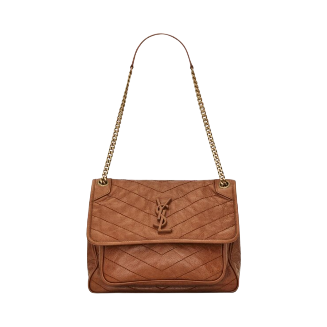 생로랑 니키 미디움 체인 백 크링클 빈티지 레더 라이트 카라멜(Saint Laurent Niki Medium Chain Bag In Crinkled Vintage Leather Light Caramel) - 1