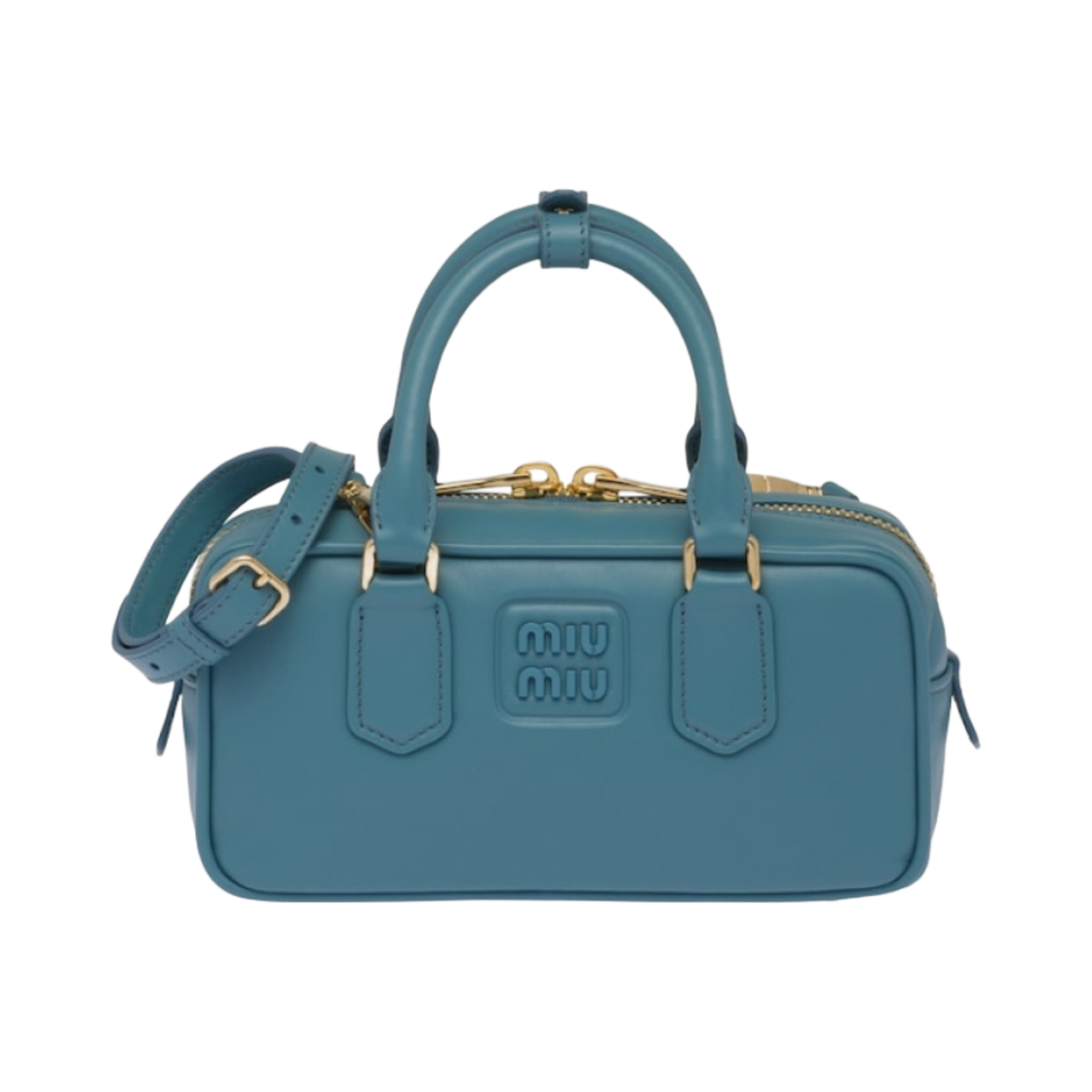 미우 미우 가죽 탑 핸들백 마리나 블루(Miu Miu Leather Top Handle Bag Marina Blue) - 1