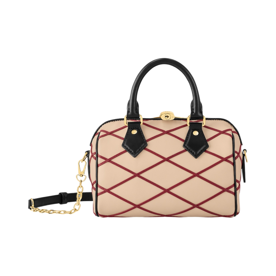M24261 Louis Vuitton Speedy Bandouliere 20 Malletage Beige Red