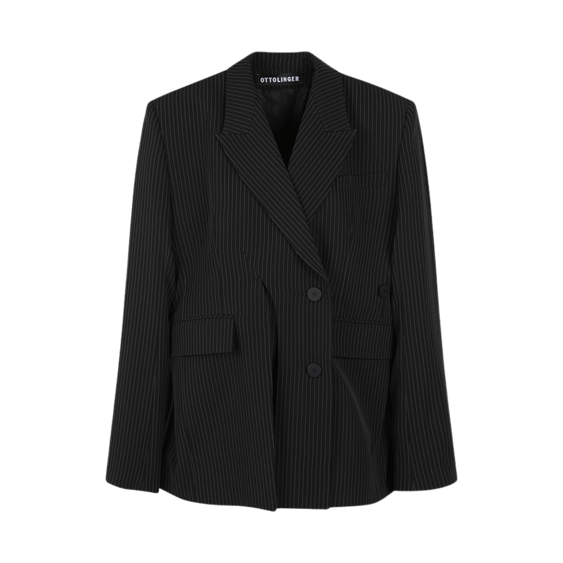 오토링거 우먼 시그니쳐 스플릿 블레이저 블랙 핀스트라이프(Ottolinger Women Signature Split Blazer Black Pinstripe)