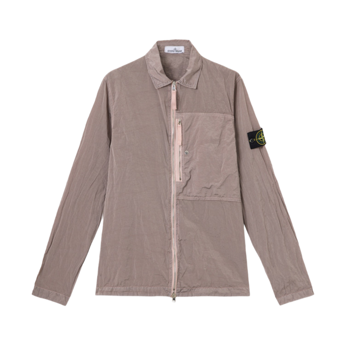 K1S1512000-05S0019-V0082 Stone Island 1200005 Nylon Metal in Econyl Overshirt with Pocket and Two-Way Zipper Antique Rose - 25SS