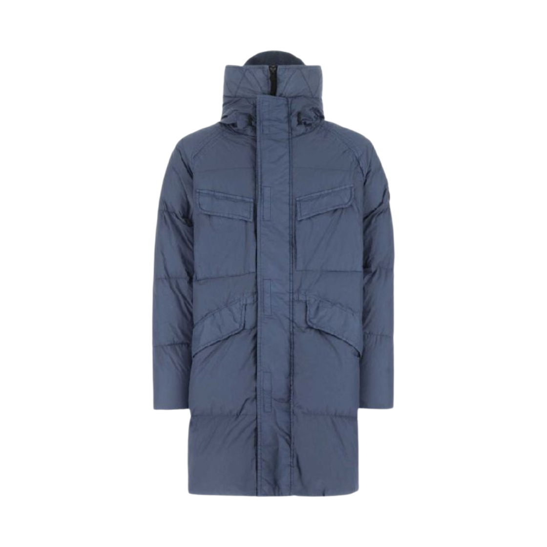 스톤 아일랜드 70123 크링클랩스 후드 롱 다운 자켓 아비오 블루 - 22FW(Stone Island 70123 Crinkle Reps Hooded Long Down Jacket Avio Blue - 22FW)