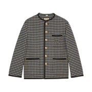 Gucci Wool Gingham Jacket with Interlocking G Beige Blue
