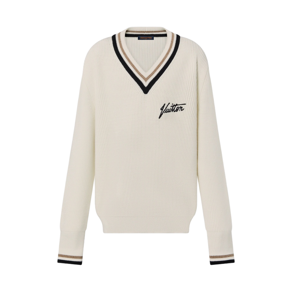 루이비통 오버사이즈 브이넥 시그니쳐 풀오버 화이트(Louis Vuitton Oversize V-neck Signature Pullover White) - 1