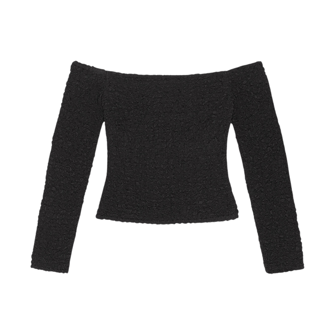 (W) 가니 코튼 포플린 오프숄더 스모크 블라우스 블랙